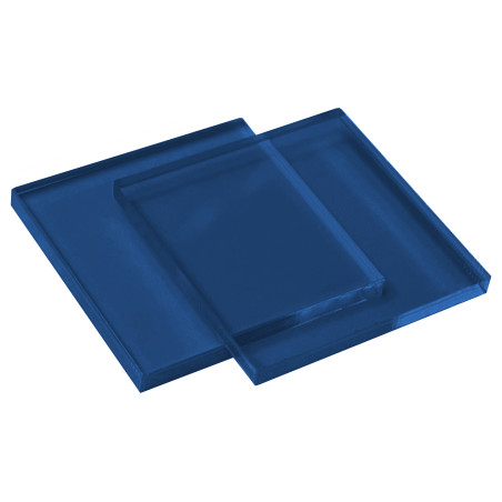 Set of 30 plastic squares (3x30x30 mm, acrylic, PMMA, blue