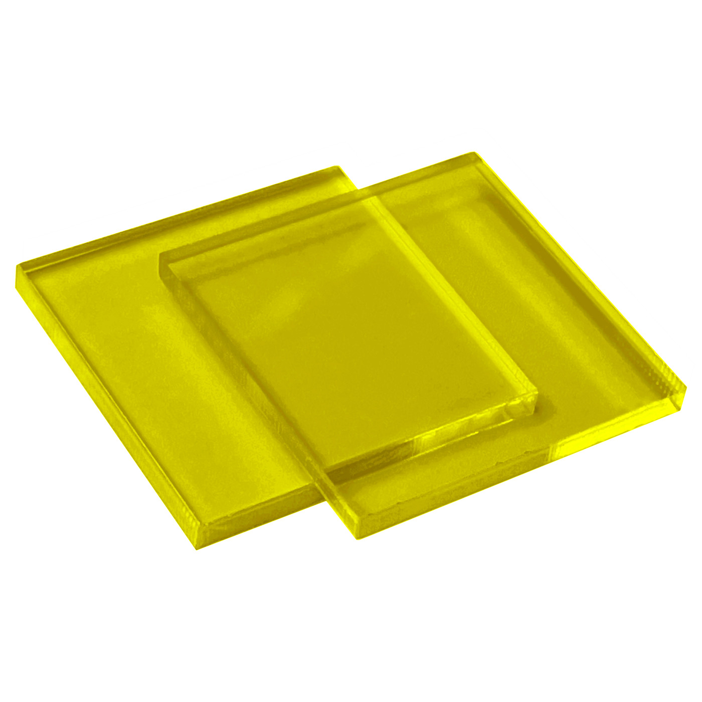 Set of 30 plastic squares (3x30x30 mm, acrylic, PMMA, yellow