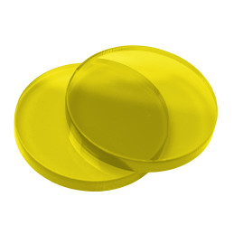 Set of 30 plastic discs (3x30 mm, acrylic, PMMA, yellow