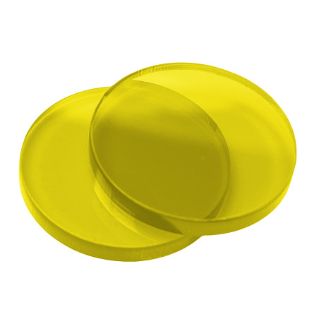 Set of 30 plastic discs (3x30 mm, acrylic, PMMA, yellow