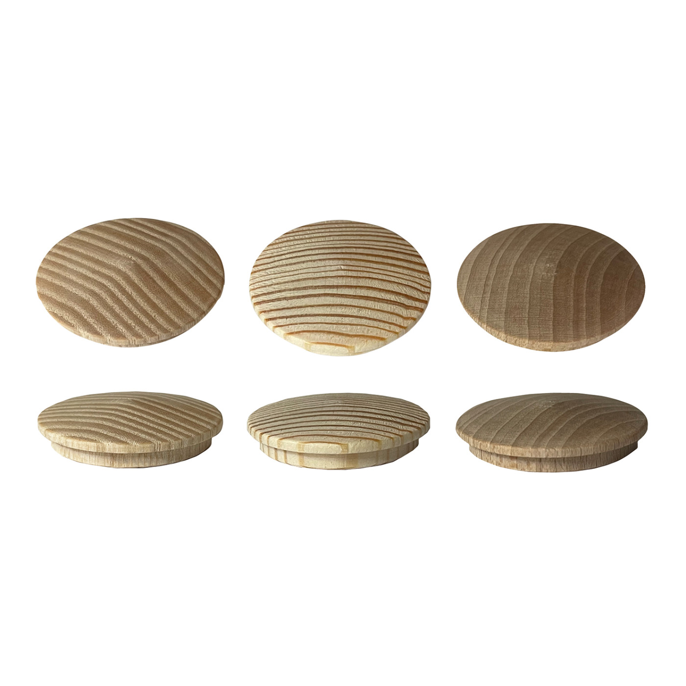 Set of 30 wooden caps, buttons (40 mm diameter, beech wood)