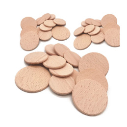 Set of 100 wooden discs (dia: 4 cm, thickness: 7.0 mm, beech)