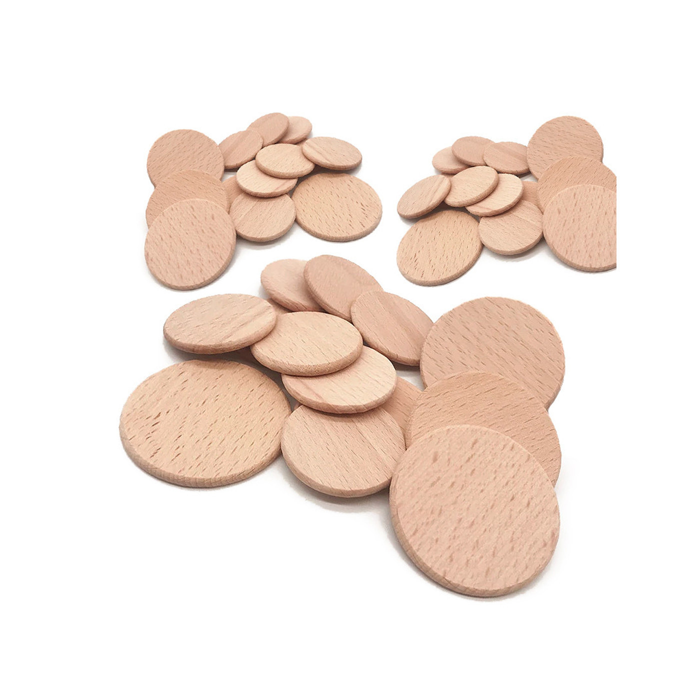 Set of 100 wooden discs (dia: 4 cm, thickness: 7.0 mm, beech)