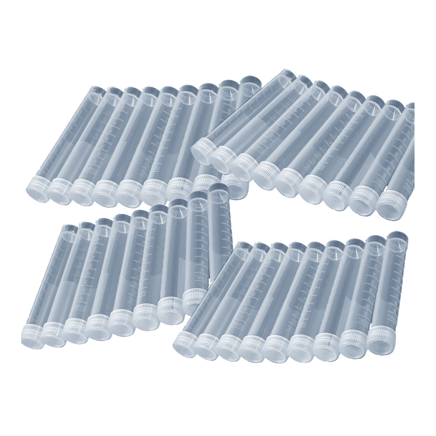 Set of 200 plastic test tubes (10 ml, PP, with screw cap)