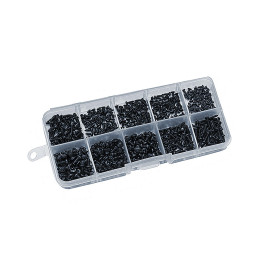 Sæt med 2000 meget små sorte skruer (M1.0-M1.7)