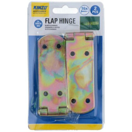 Set of 2 metal flap hinges with screws (195x35 mm)