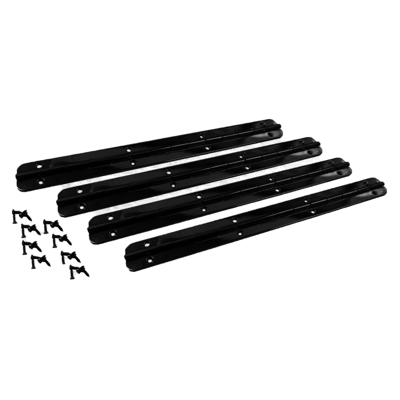 Set of 4 extra long hinges (piano hinge, black, including