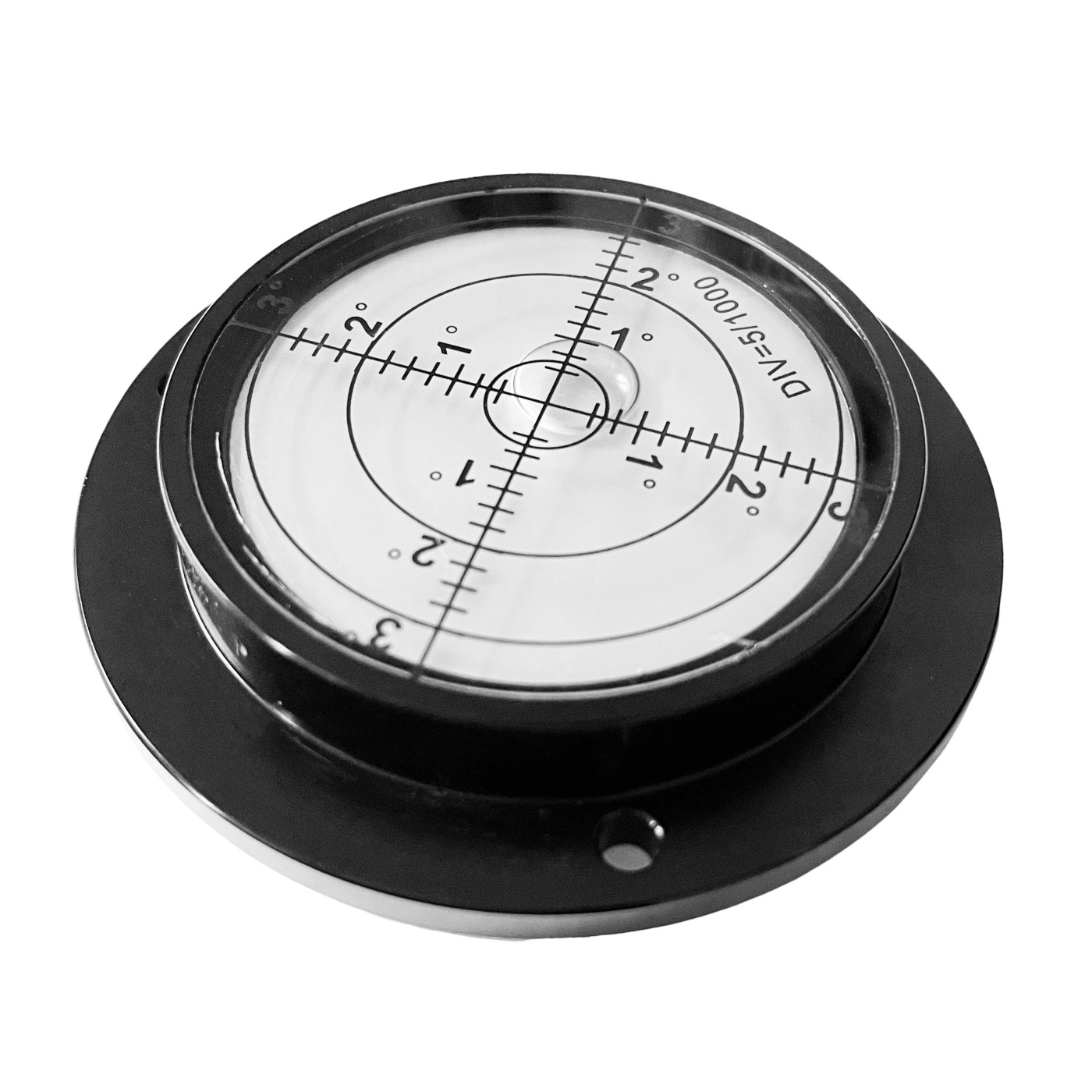 Big round bubble level with aluminum case (80x62x15 mm, black)