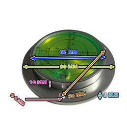 Big round bubble level with aluminum case (80x62x15 mm, black)