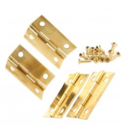 Set of 20 small hinges (29x17 mm, gold color, with screws)