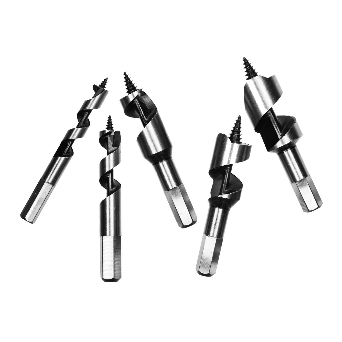 Sæt med 5 korte sneglebor (10, 13, 19, 22 og 25 mm, 10 cm