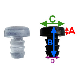 Set of 50 PVC plugs, buffers, bumpers (round, 4.75 mm