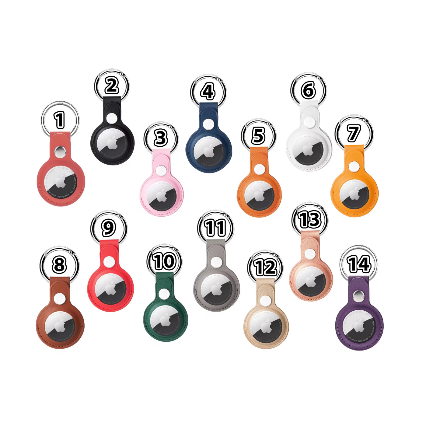 Étui Porte-Clés Cuir Véritable Compatible AirTag - Organiseur Jusqu'à 7 Clés + Jeton Chariot