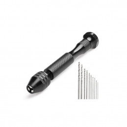 Micro hand drill black (10 drill bits included)