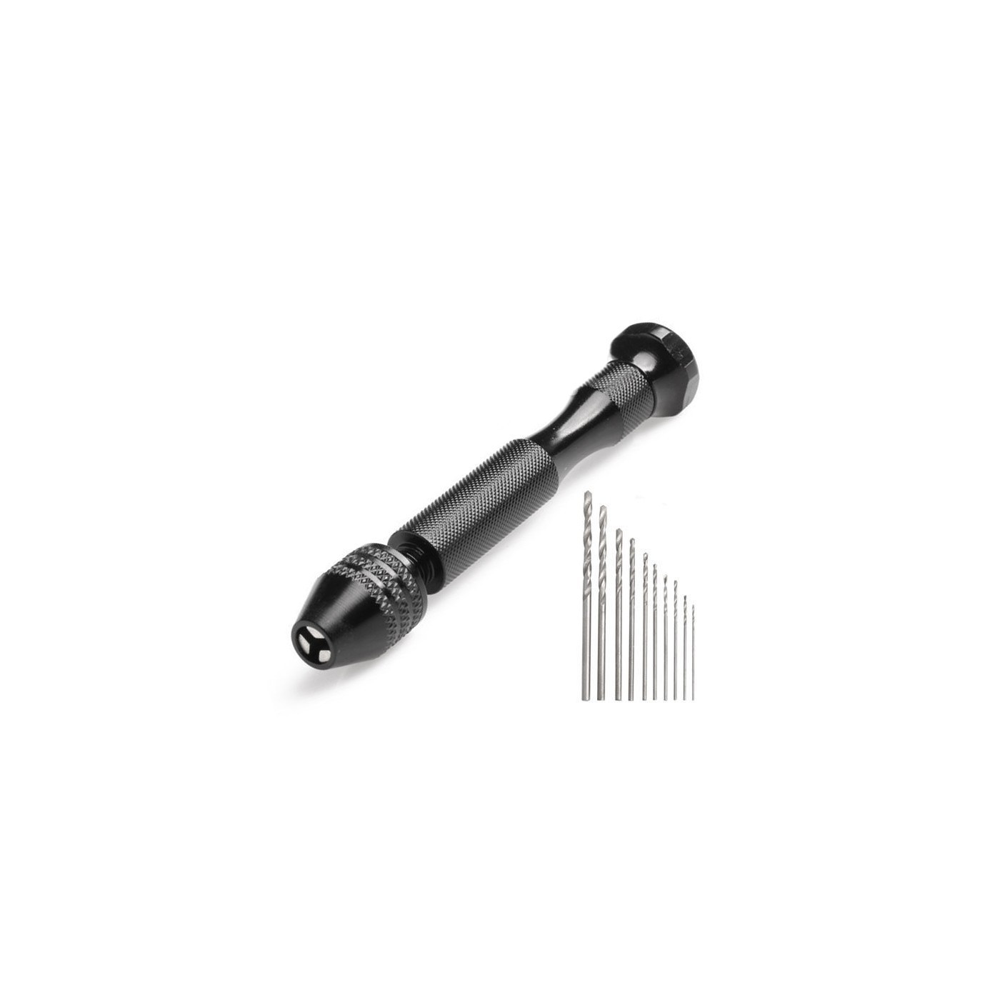 Micro hand drill black (10 drill bits included)