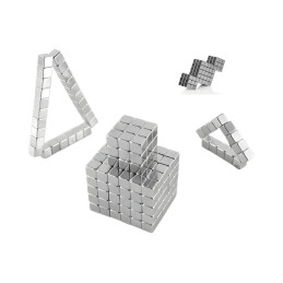 Set mit 216 starken Magneten (Silber, Würfel: 5x5x5 mm)