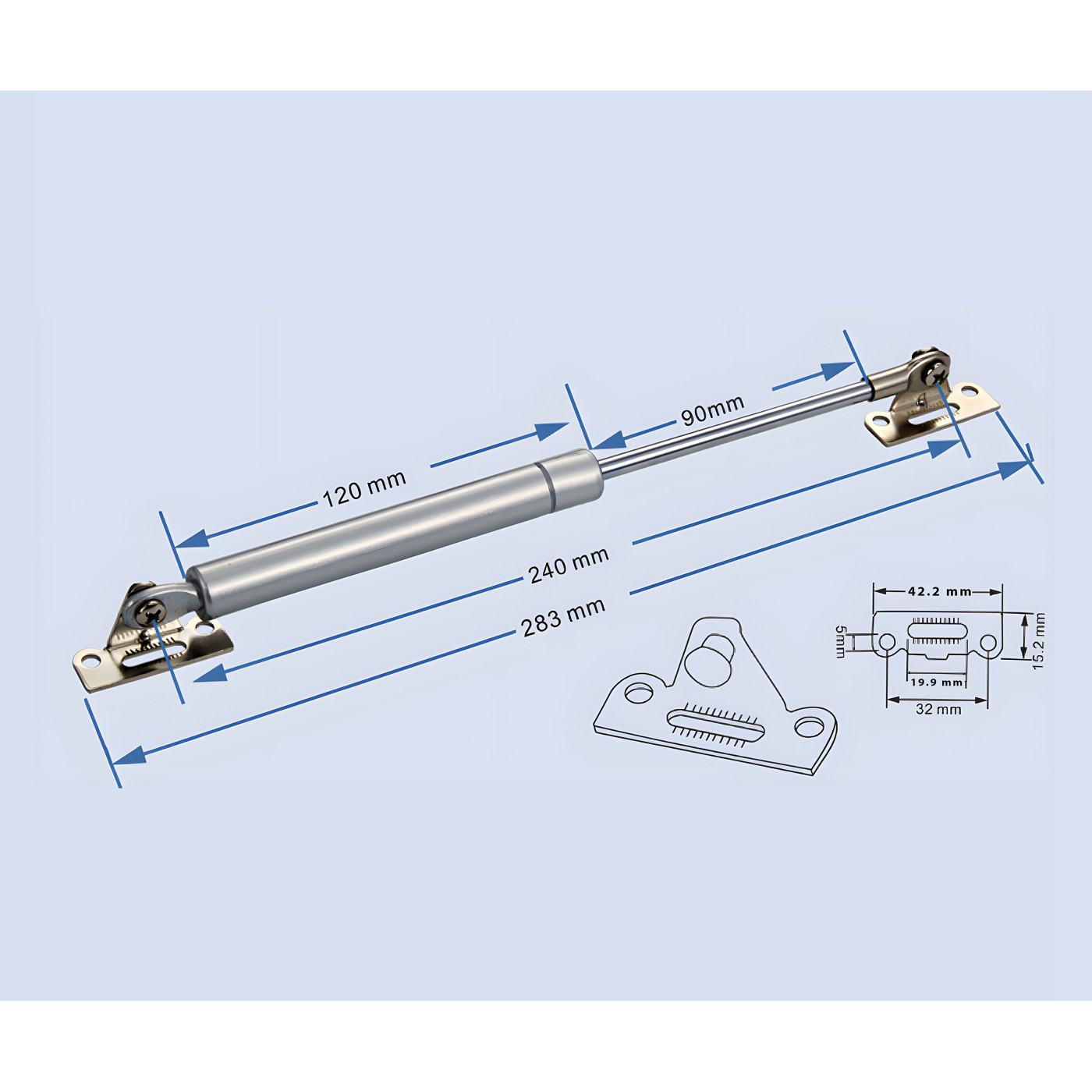 Molla a gas a tensione universale con staffe (100N/10kg, mm