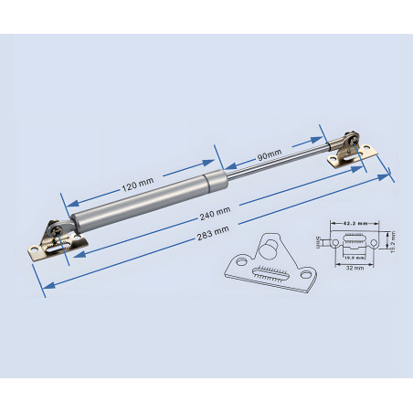 Molla a gas a tensione universale con staffe (100N/10kg, mm