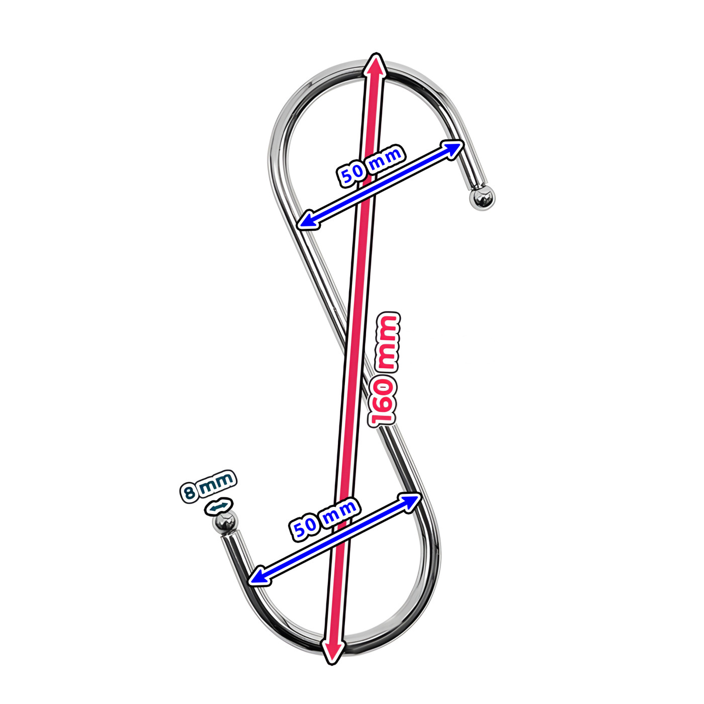 Set 8 Ganci Per Tornitura Ad Anello In Acciaio Inox – 4 Lunghi 26 Cm E 4 Corti 17 Cm, Per Cucito Fai Da Te E Capovolgere Tubi