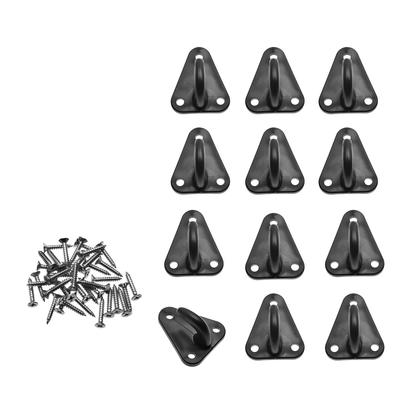 Set of 12 plastic rope hooks (black, including screws)