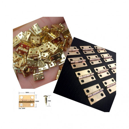 Sada 20 ks mini měděných pantů, 10x8 mm (zlatá barva) Sada 20 ks mini měděných pantů, 10x8 mm (zlatá barva)