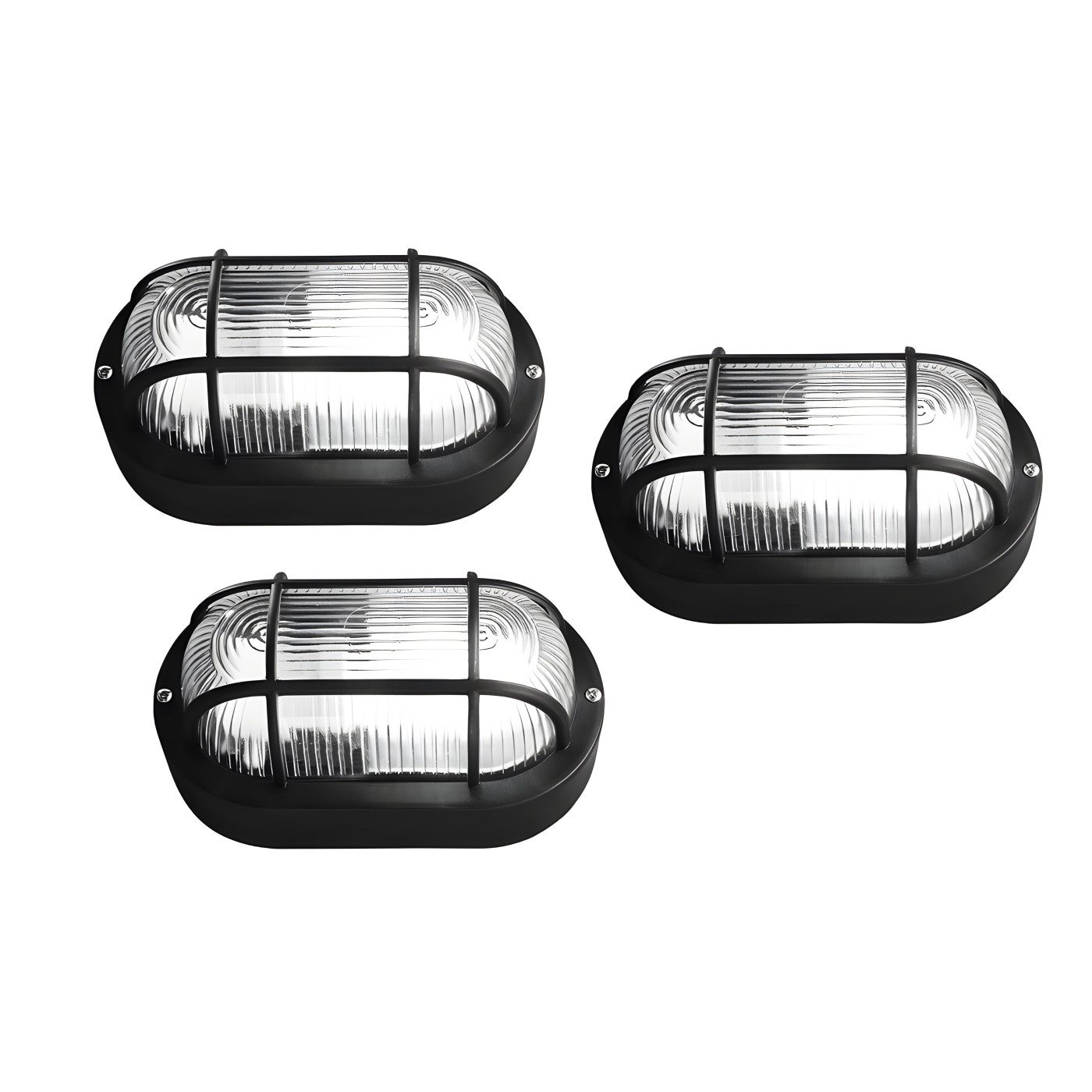 Set mit 3 Bullseye-Lampen (Schwarz, E27, Industrie-Look