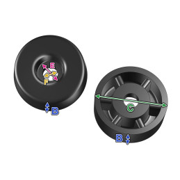 Schroefbare buffer/bumper/afstandhouder (rond, 40 mm, zwart)