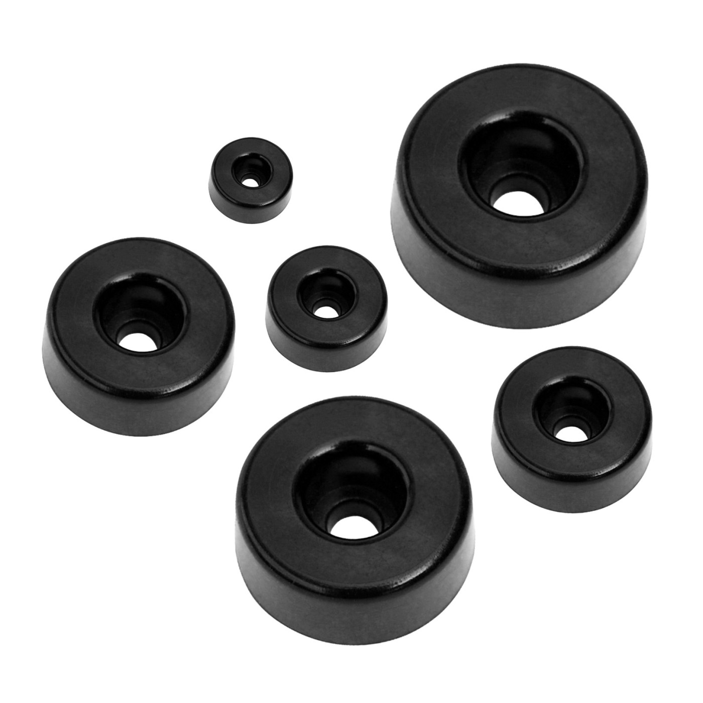 Schroefbare buffer/bumper/afstandhouder (rond, 40 mm, zwart)