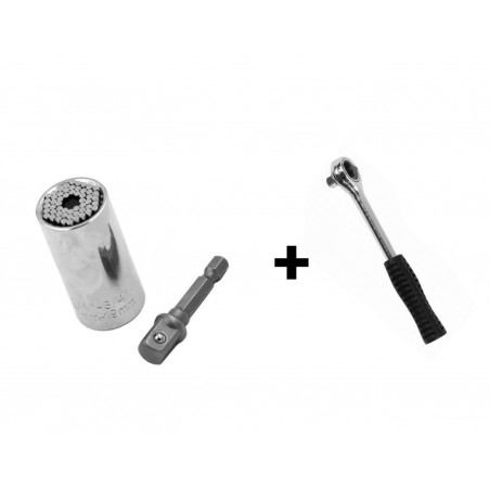 Set of gator grip 7-19 mm plus 9.5 mm ratchet