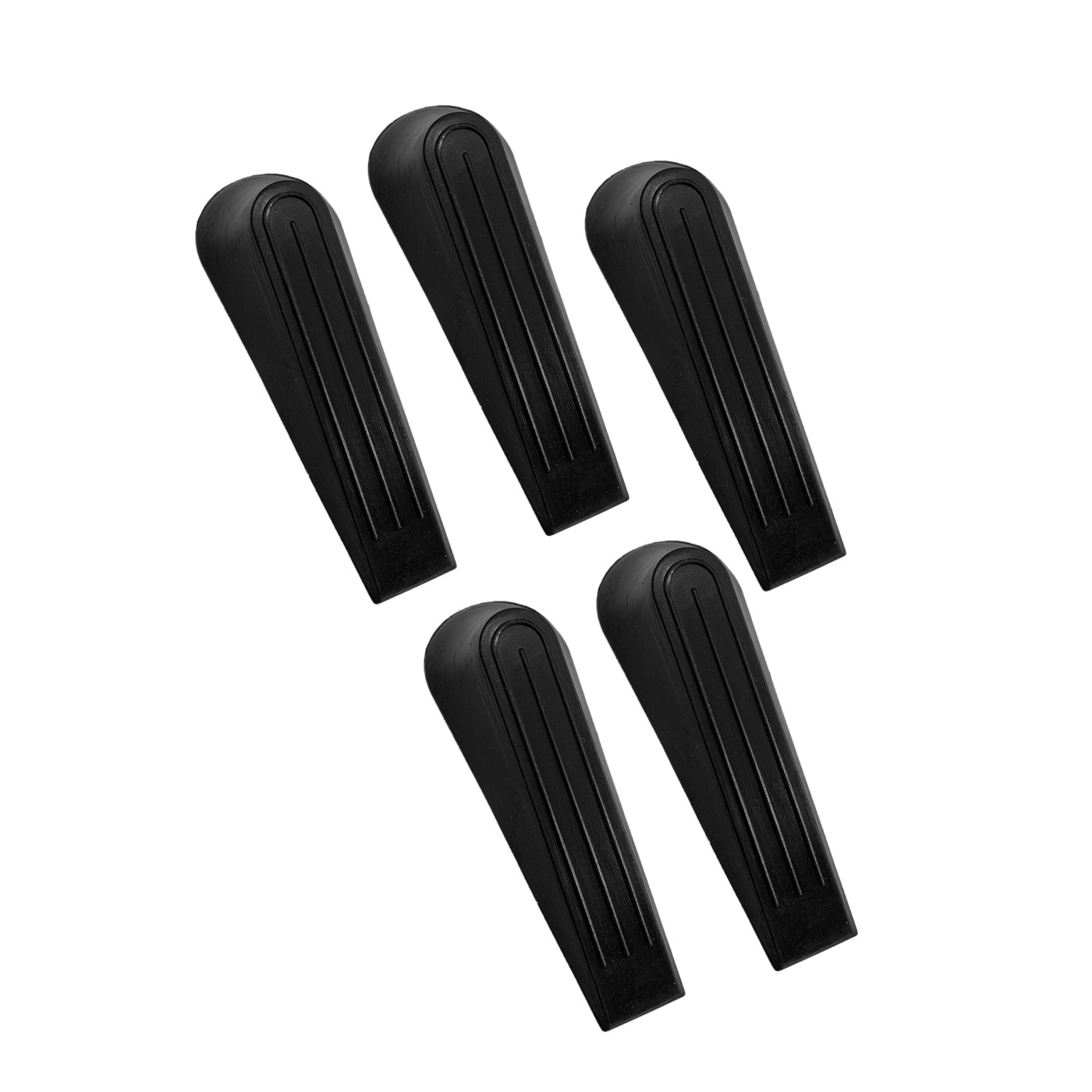 Set of 5 simple plastic door stops (black)