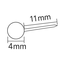 Æske med små trykstifter (4x15 mm, 200 stk i æske, guldfarve)