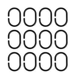 Set di 12 ganci in plastica (neri, per tenda da doccia)