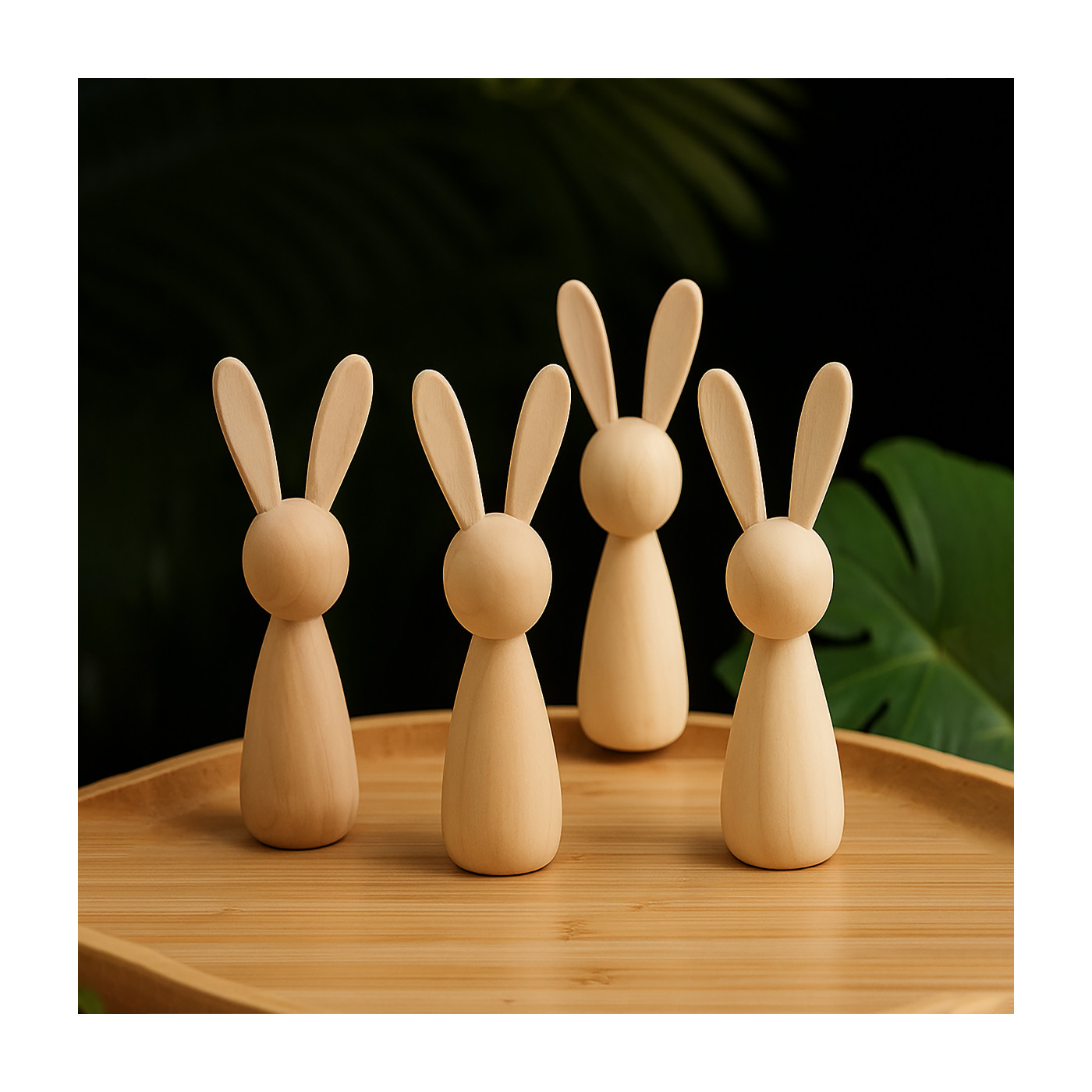 Figurine de lapin en bois (pour bricolage, 9 cm de hauteur)