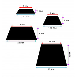 Sæt med 40 dørbuffere (12,7x12,7x3 mm, sort, trapezformet)