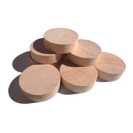 Set van 30 houten schijven (dia: 6 cm, dikte: 18 mm, schima