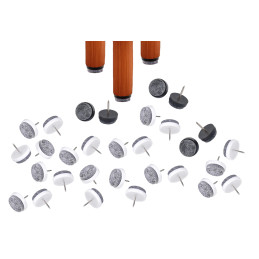 Set of 24 anti-scratch furniture felt glides (6 black, 18 white)