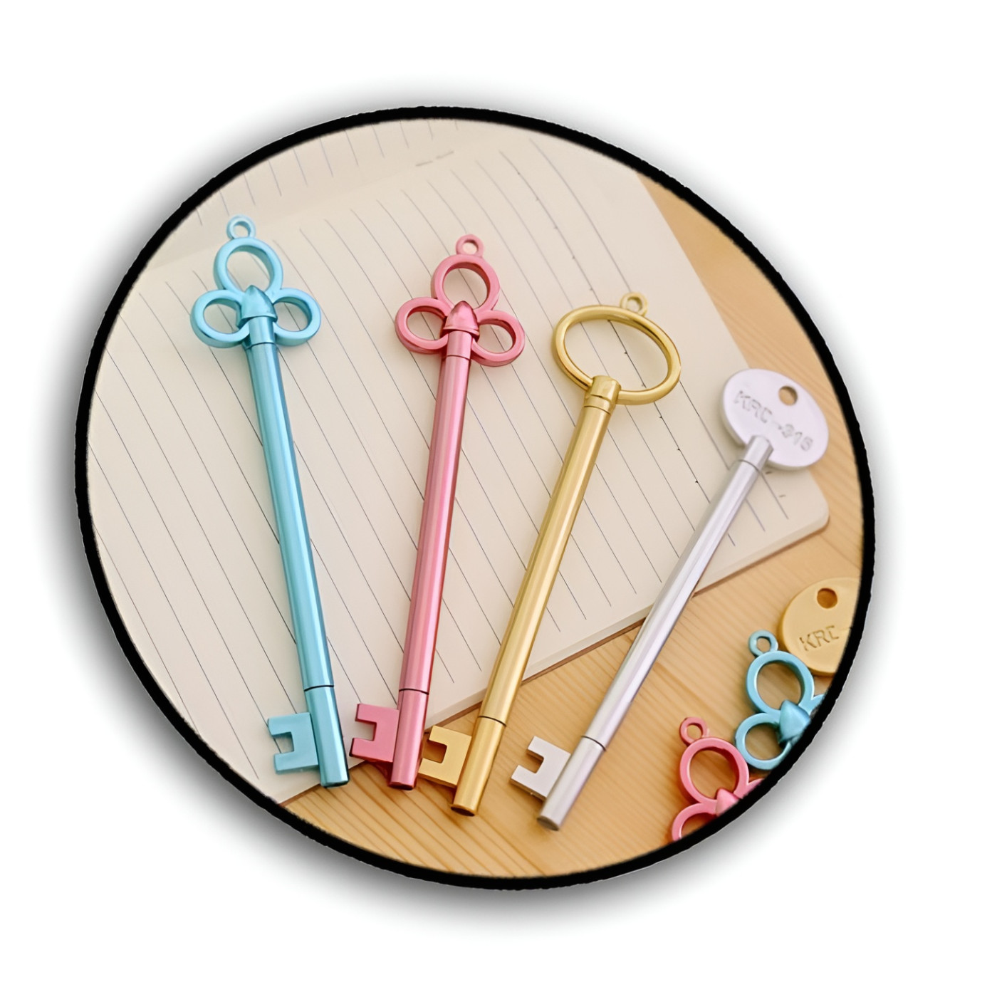 Key-shaped fineliner, pink (black ink)
