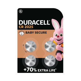 Set of 4 duracell CR2025 batteries (button cells, 3V)