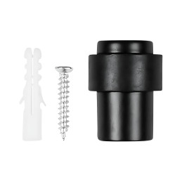 Metal door stopper with rubber ring, black (3 cm diameter, 4 cm