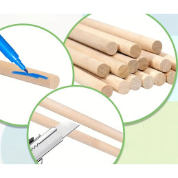 Zestaw 24 długich drewnianych patyczków do majsterkowania (1x80