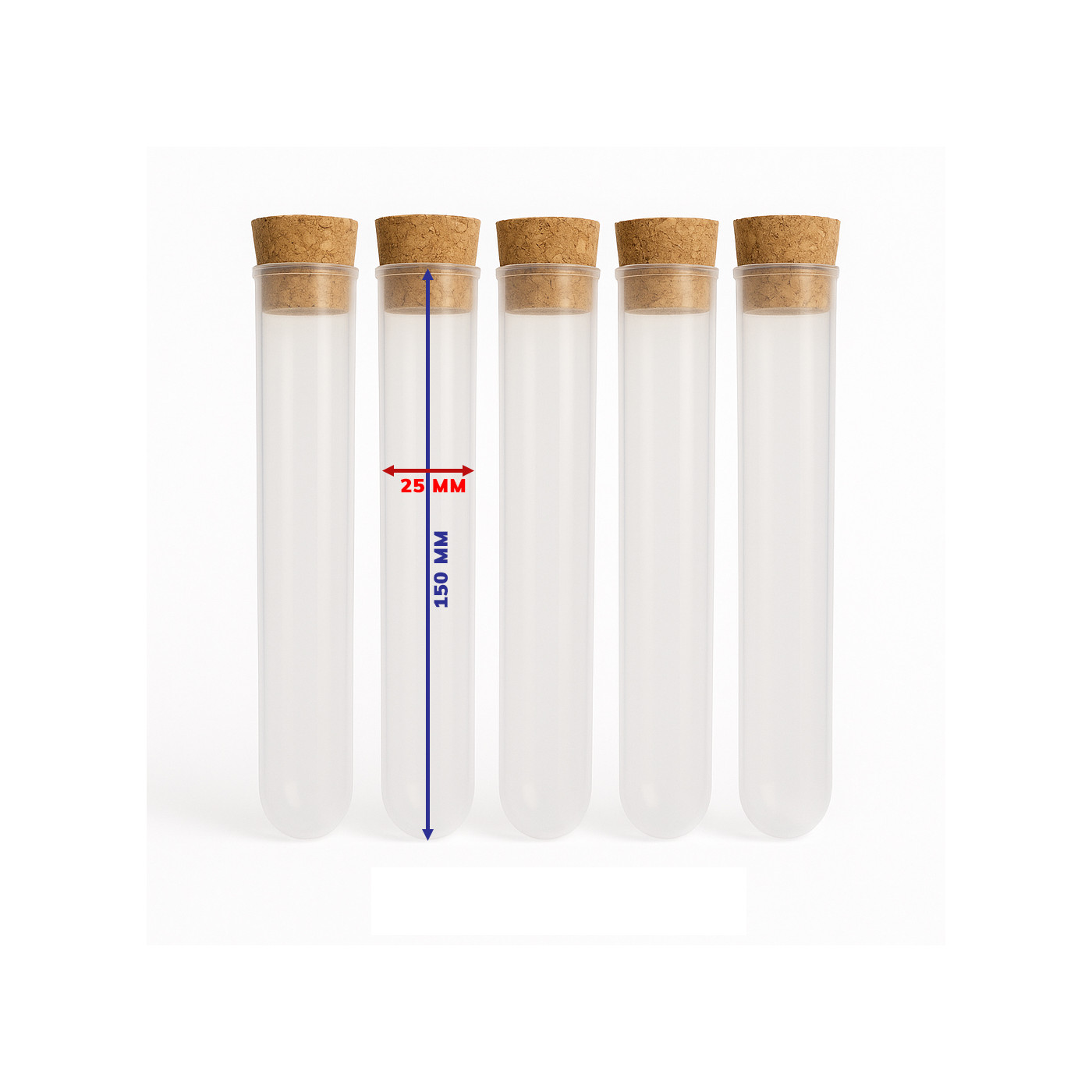 Plastic test tube (80 ml, PP, with cork stopper)