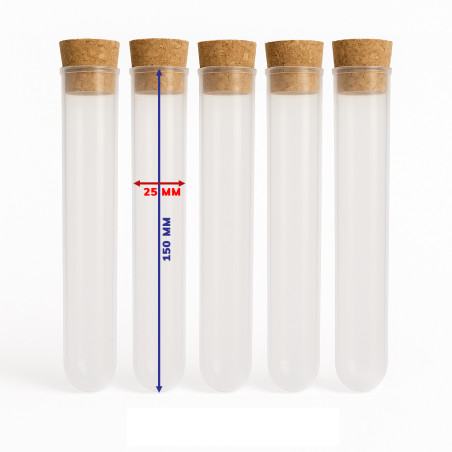 Plastic test tube (80 ml, PP, with cork stopper)