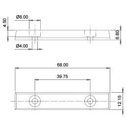 Sada 20 plastových nárazníků, kluzáků na nábytek (7x12x68 mm