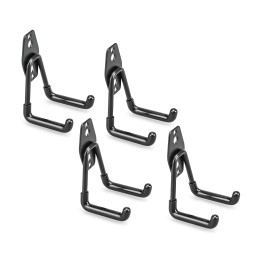 Set van 4 dubbele wandhaken (zwart, voor tuin en garage)