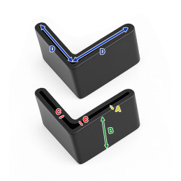 Flexible L-shaped cap for shelving unit, workbench (40 mm