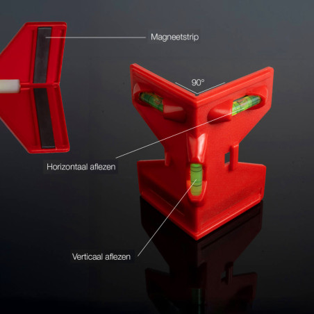Hoekwaterpas rood, voor schuttingpalen en verticale constructies