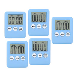 Set mit 5 digitalen Timern, Küchentimern, Weckern, hellblau
