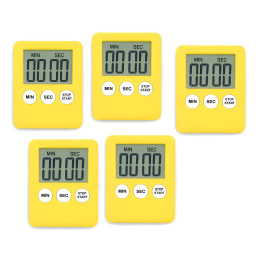 Set di 5 timer digitali, timer da cucina, sveglie gialle