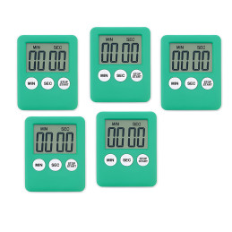 Lot de 5 minuteurs numériques verts, minuteurs de cuisine