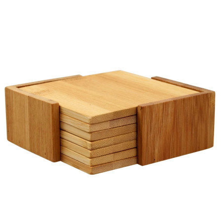 Set of 7 bamboo squares (10x10x0.6 cm)